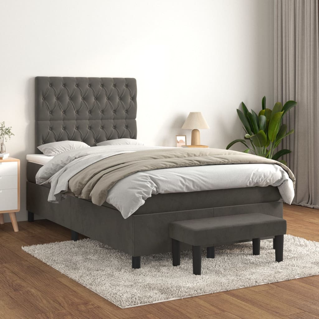 Sommier à lattes de lit et matelas Gris foncé 120x200cm Velours - XIOS