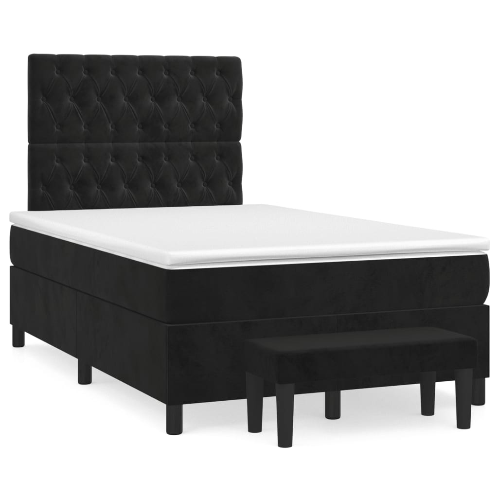 Sommier à lattes de lit avec matelas Noir 120x200 cm Velours - XIOS