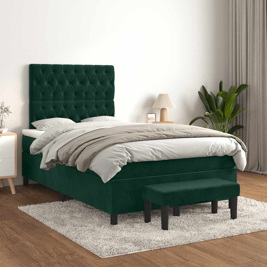 Sommier à lattes de lit et matelas Vert foncé 120x200cm Velours