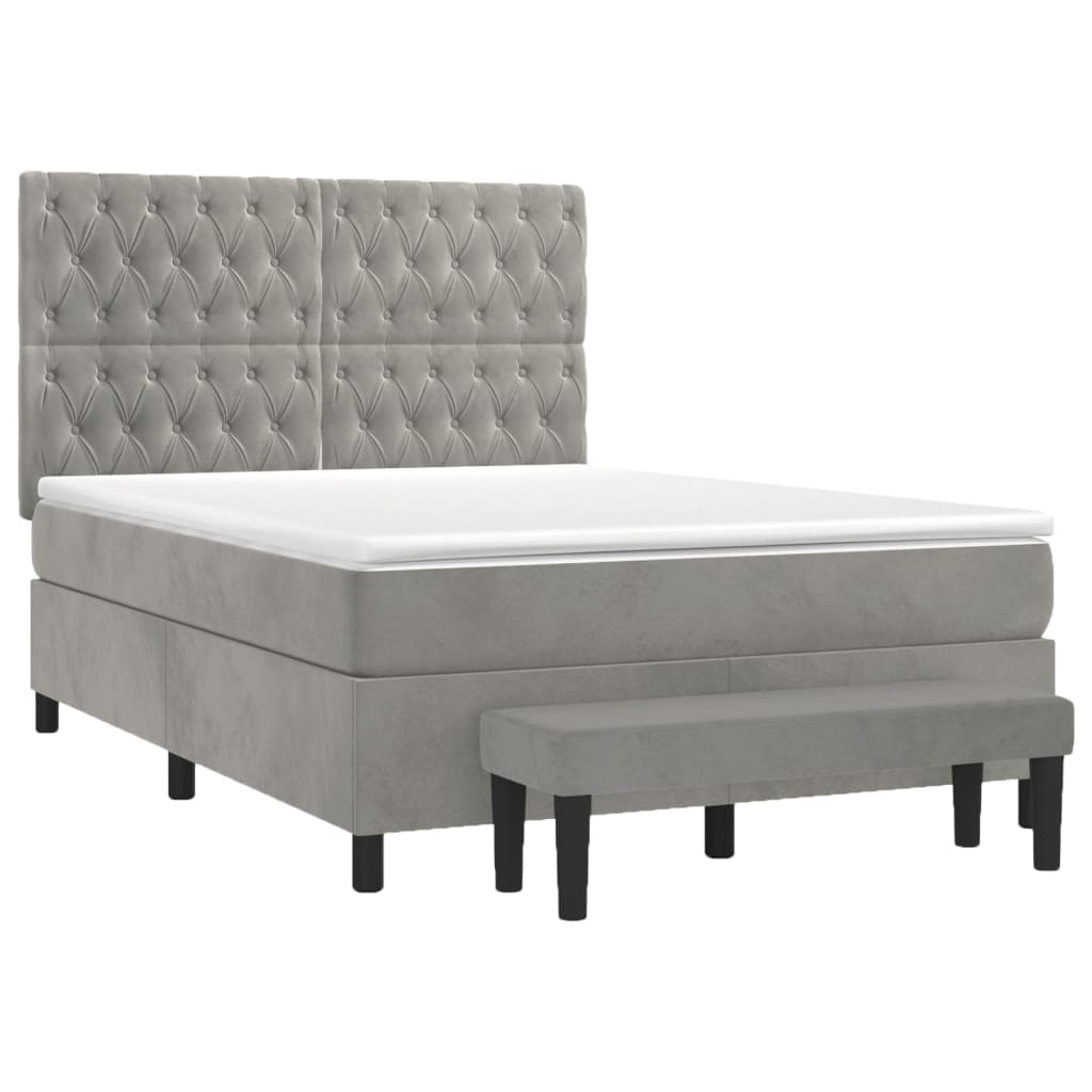 Sommier à lattes de lit et matelas Gris clair 140x190cm Velours - XIOS