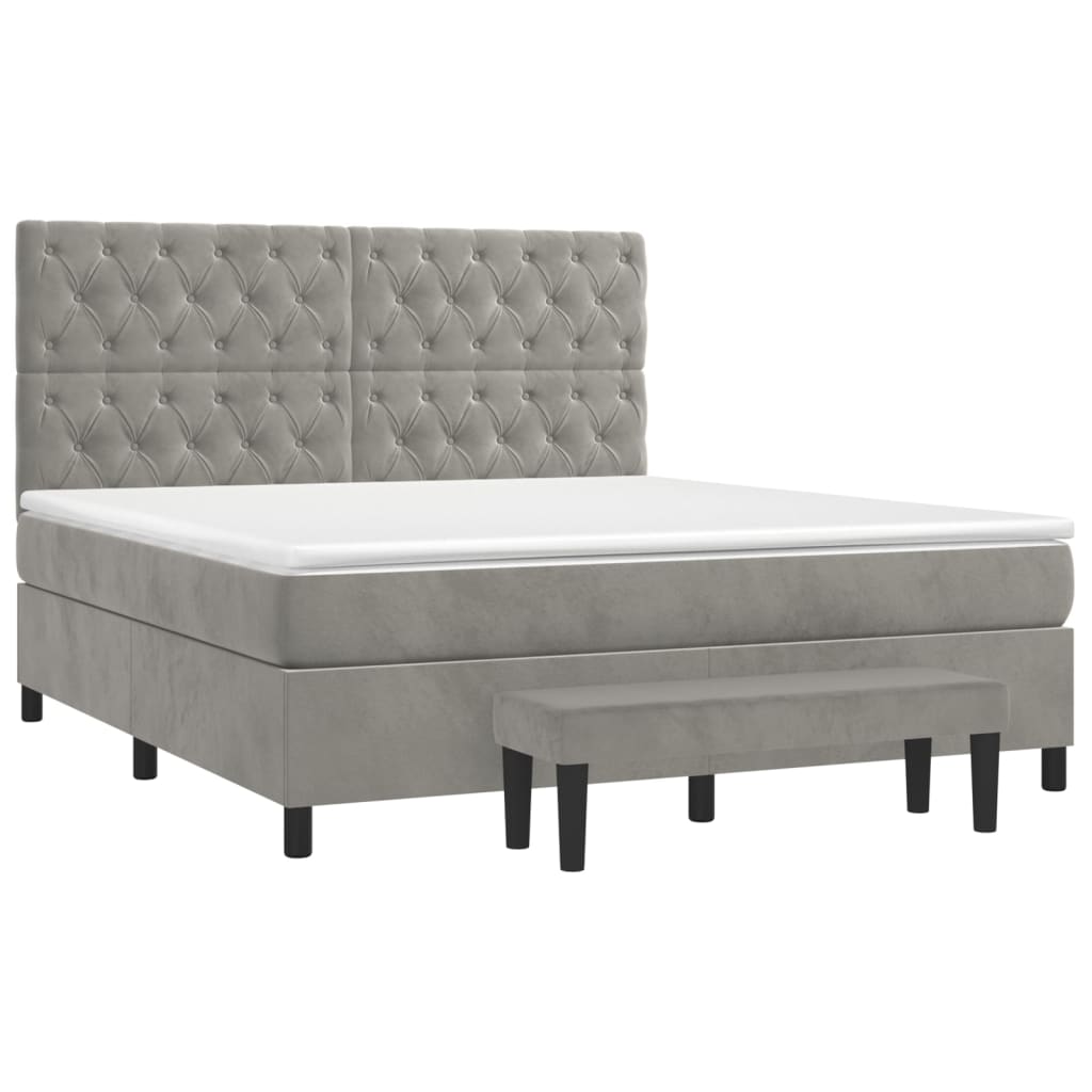 Sommier à lattes de lit et matelas Gris clair 160x200cm Velours - XIOS