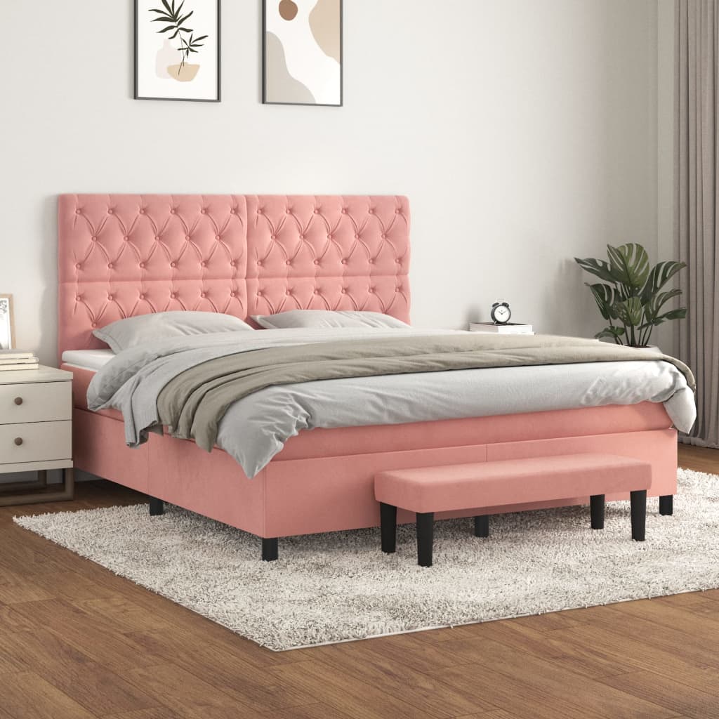 Sommier à lattes de lit avec matelas Rose 160x200 cm Velours