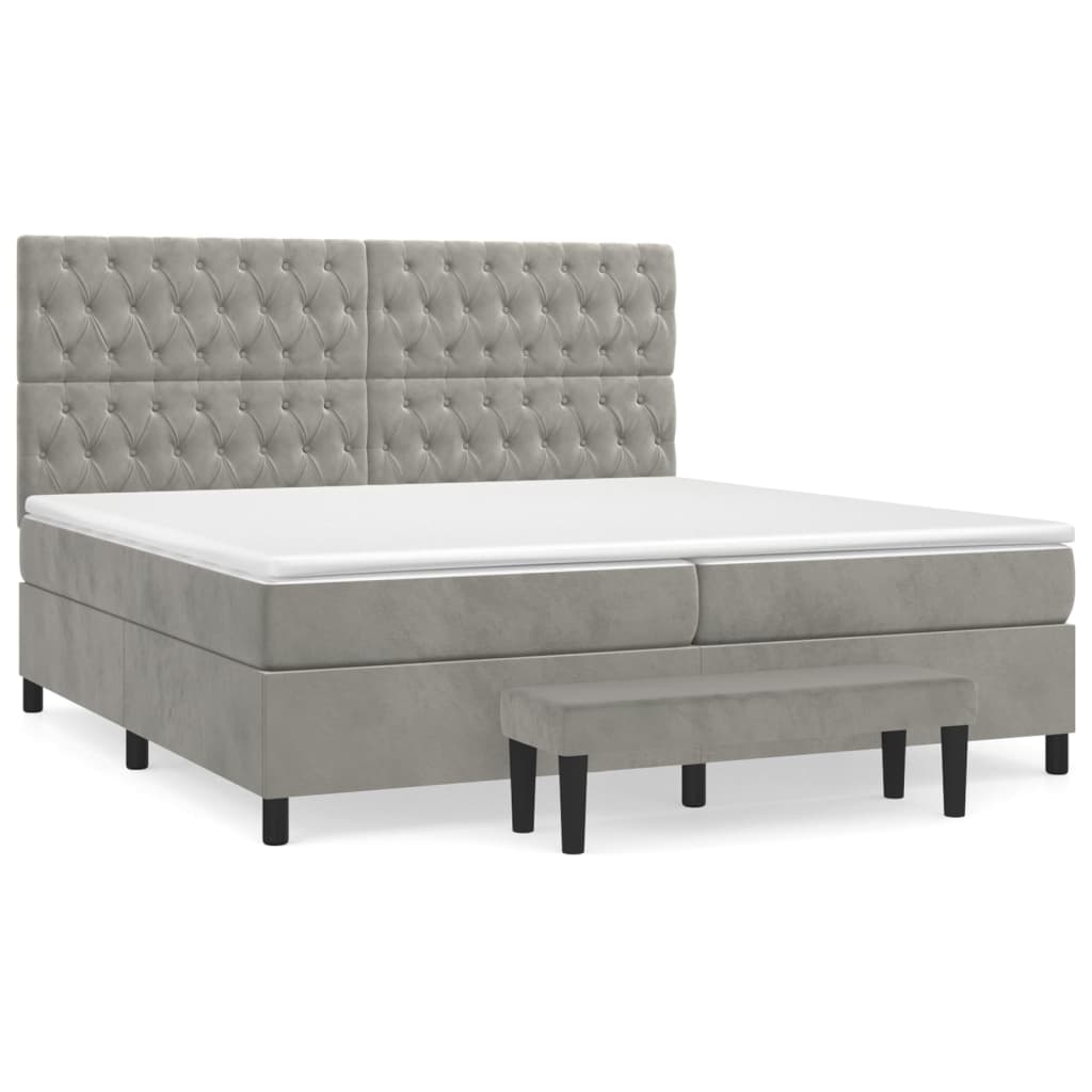 Sommier à lattes de lit et matelas Gris clair 200x200cm Velours - XIOS