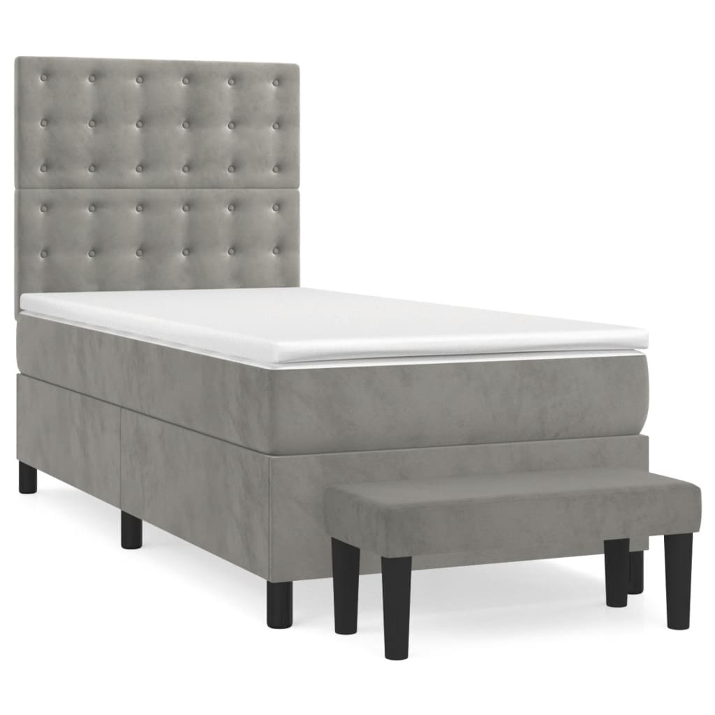 Sommier à lattes de lit et matelas Gris clair 80x200 cm Velours - XIOS