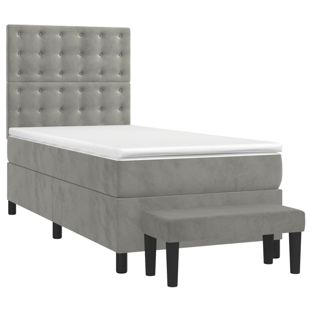 Sommier à lattes de lit et matelas Gris clair 80x200 cm Velours - XIOS