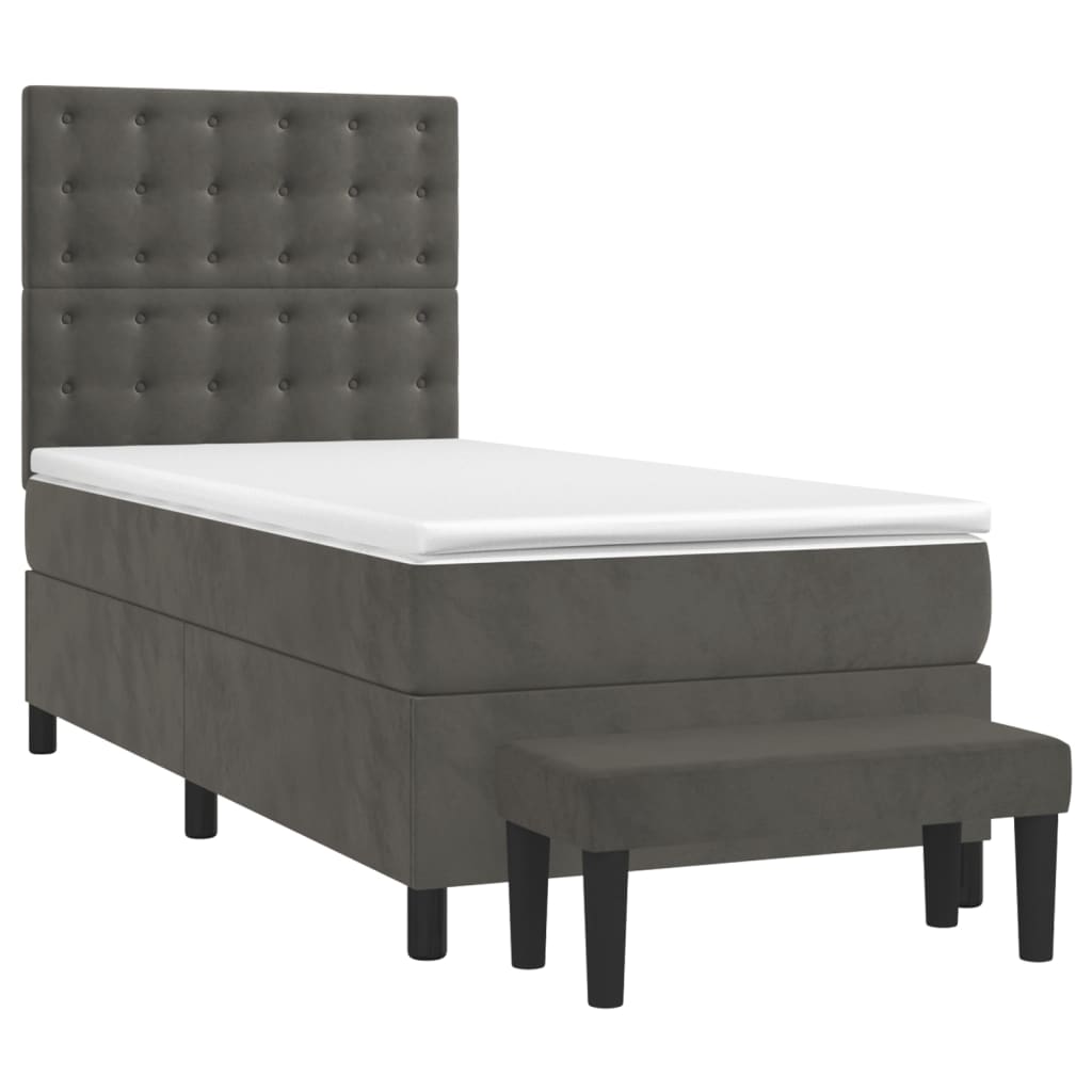 Sommier à lattes de lit et matelas Gris foncé 80x200 cm Velours - XIOS