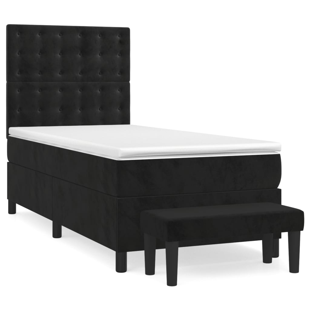 Sommier à lattes de lit et matelas Noir 80x200 cm Velours - XIOS
