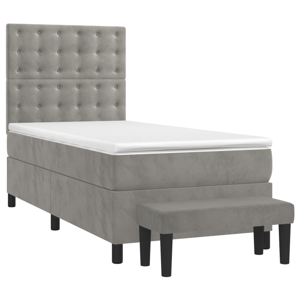 Sommier à lattes de lit et matelas Gris clair 90x190 cm Velours - XIOS