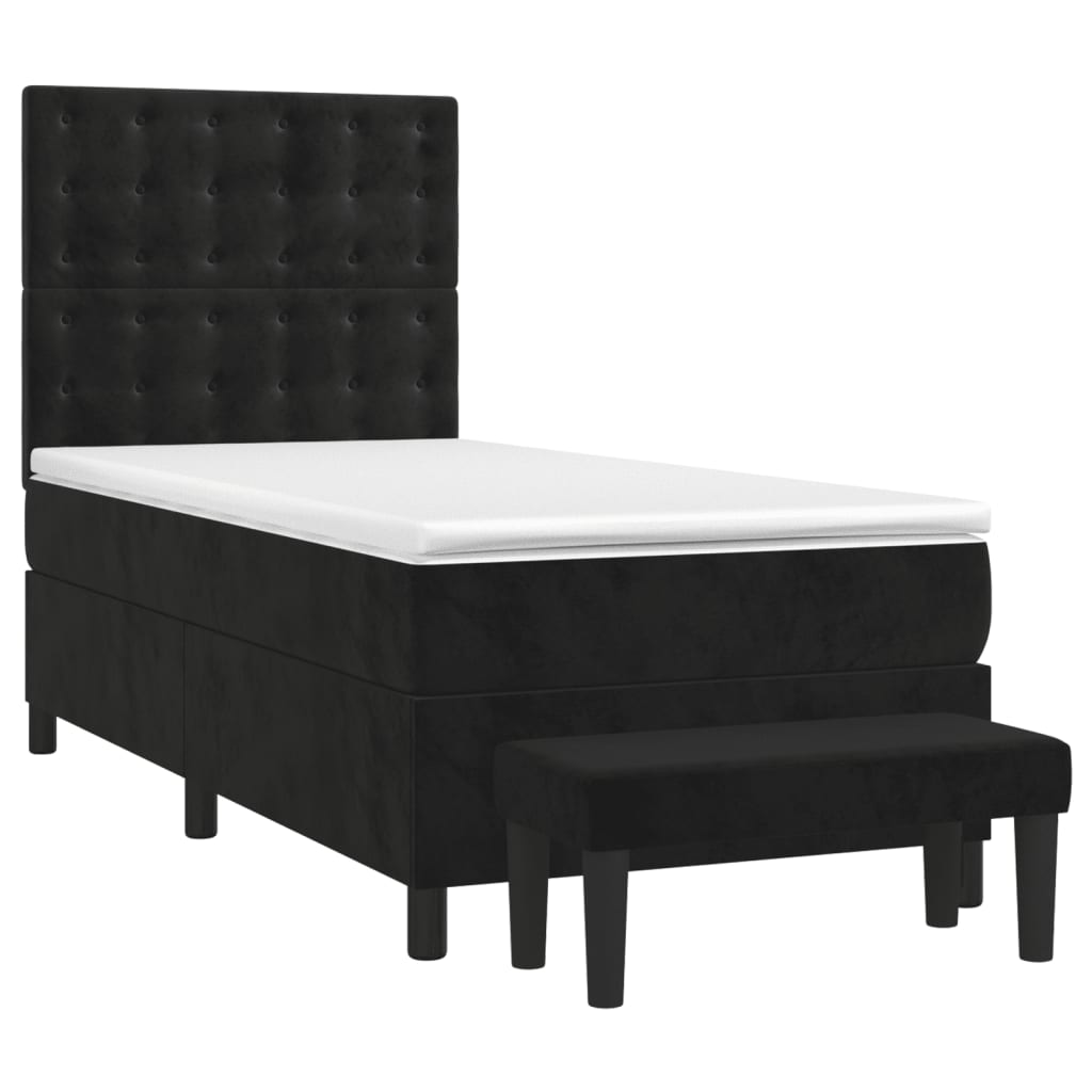 Sommier à lattes de lit avec matelas Noir 90x190 cm Velours - XIOS