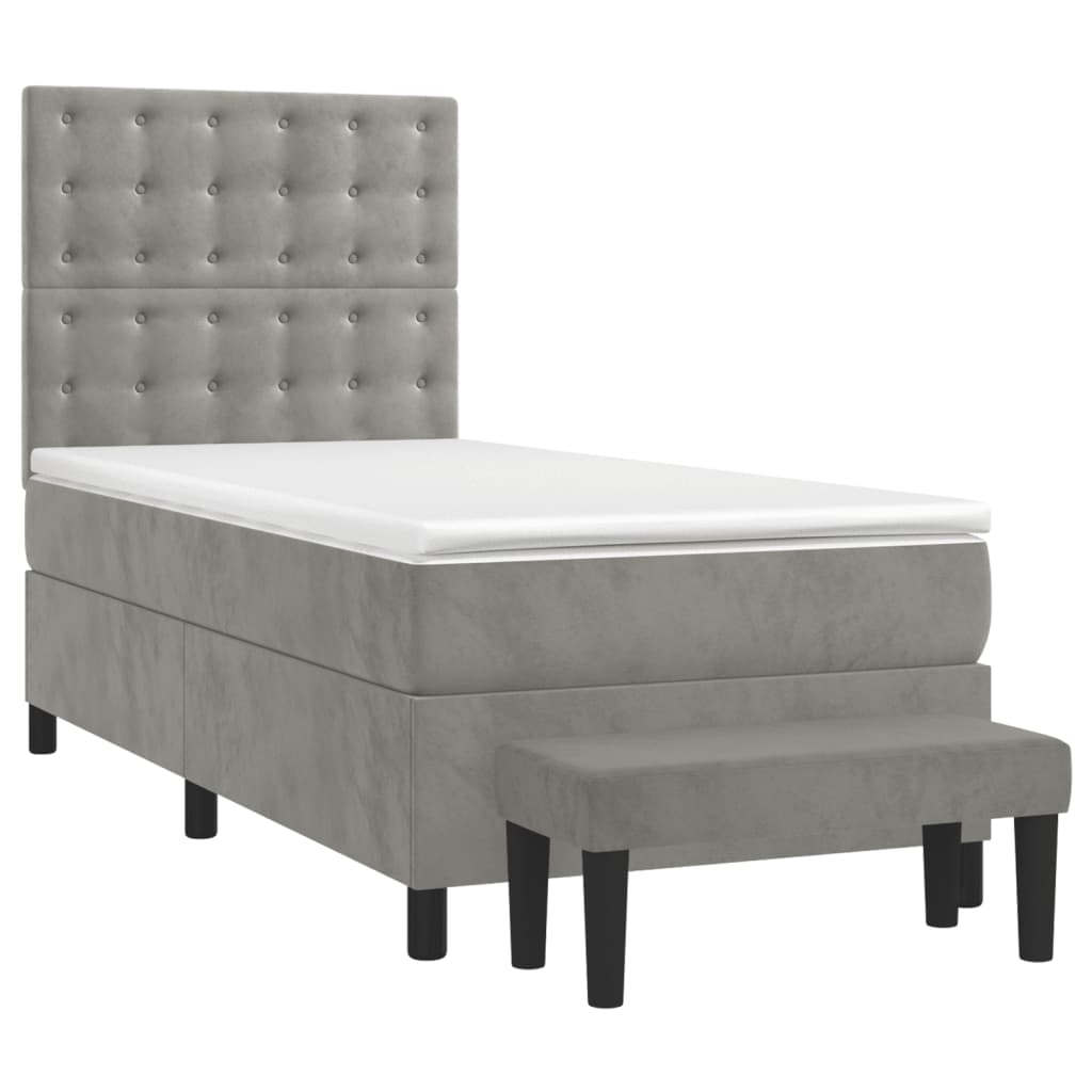 Sommier à lattes de lit et matelas Gris clair 90x200 cm Velours - XIOS