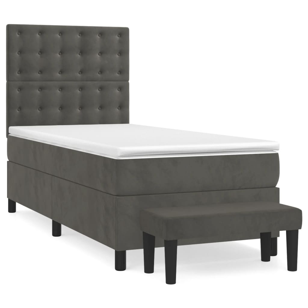 Sommier à lattes de lit et matelas Gris foncé 90x200 cm Velours - XIOS