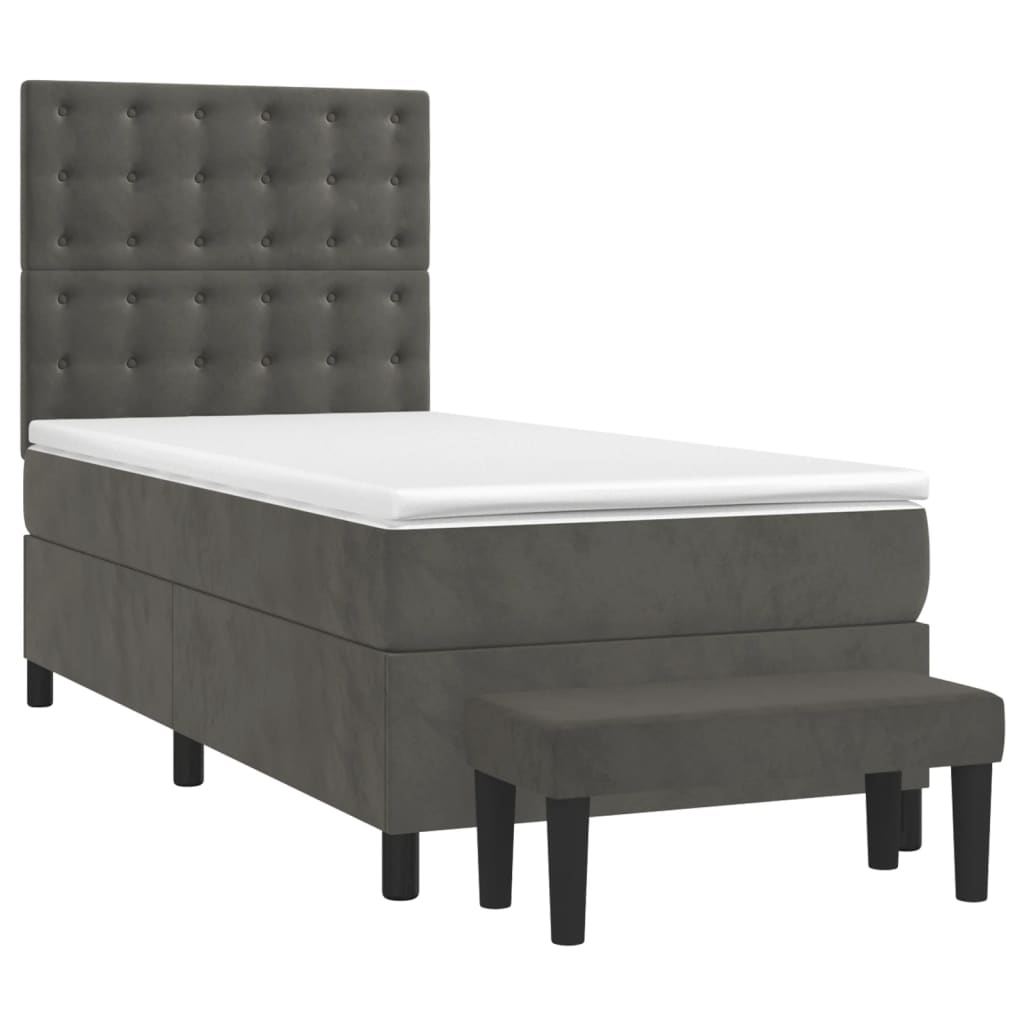 Sommier à lattes de lit et matelas Gris foncé 90x200 cm Velours - XIOS