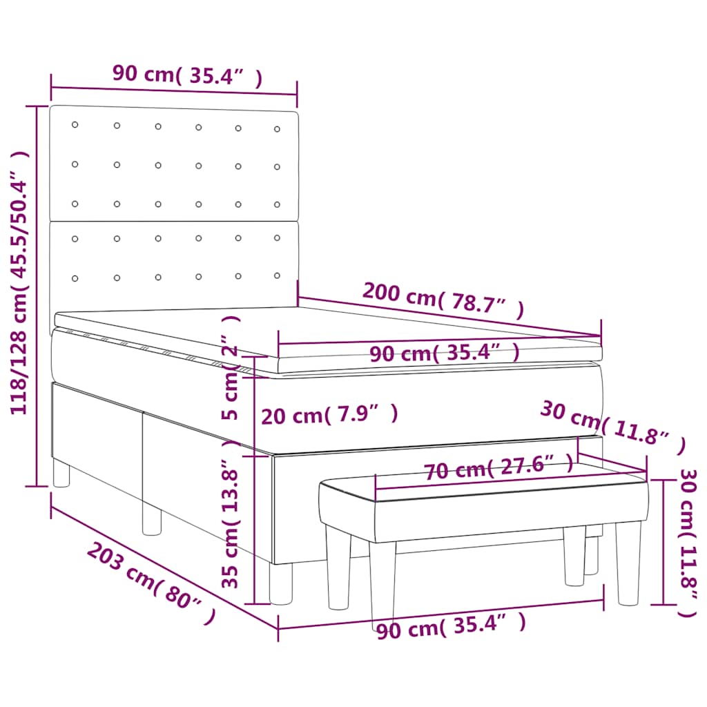Sommier à lattes de lit avec matelas Vert foncé 90x200 cm - XIOS