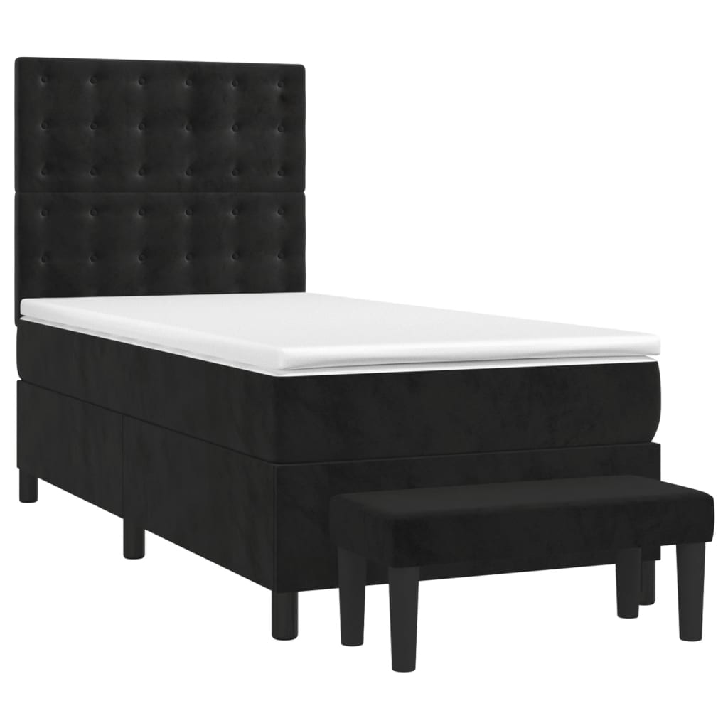 Sommier à lattes de lit avec matelas Noir 100x200 cm Velours - XIOS