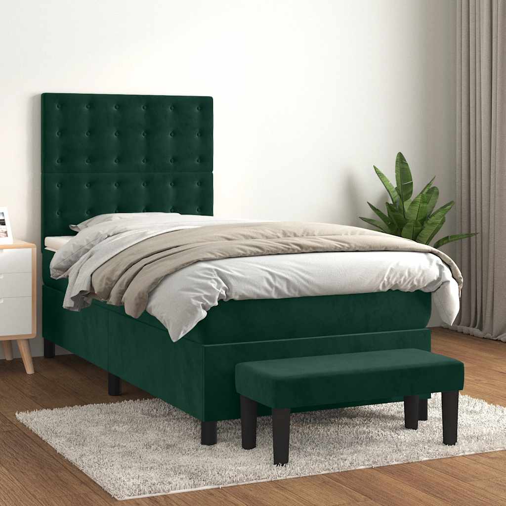 Sommier à lattes de lit avec matelas Vert foncé 100x200 cm - XIOS
