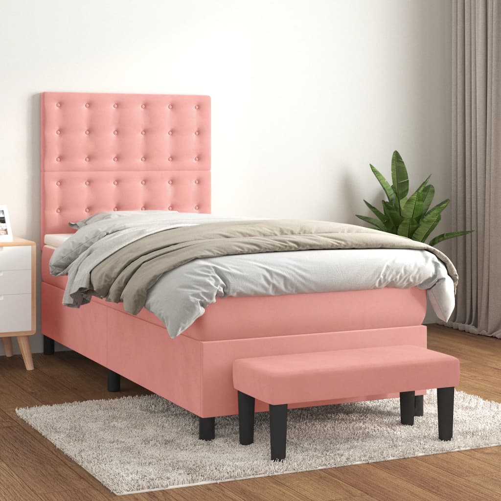 Sommier à lattes de lit avec matelas Rose 100x200 cm Velours - XIOS