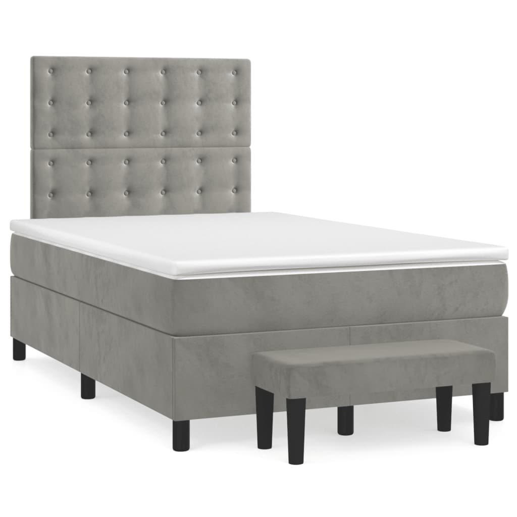 Sommier à lattes de lit et matelas Gris clair 120x200cm Velours - XIOS