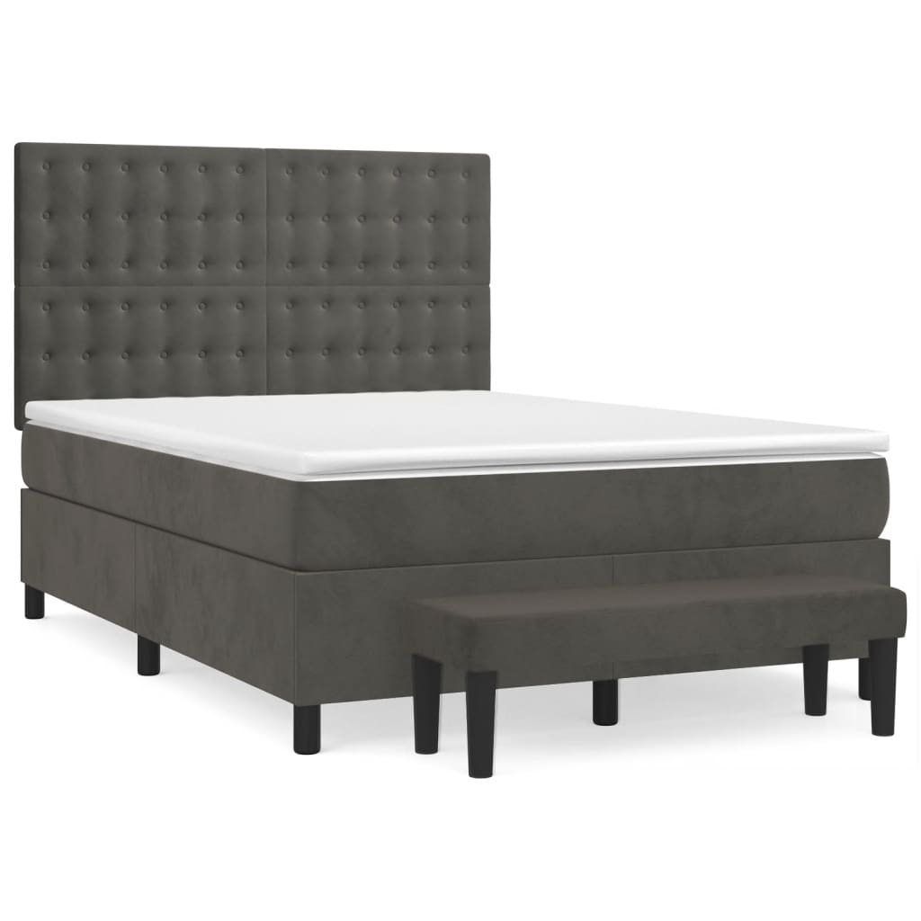 Sommier à lattes de lit et matelas Gris foncé 140x190cm Velours - XIOS