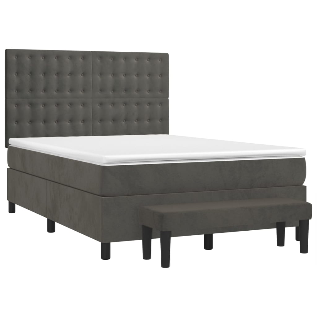 Sommier à lattes de lit et matelas Gris foncé 140x190cm Velours - XIOS