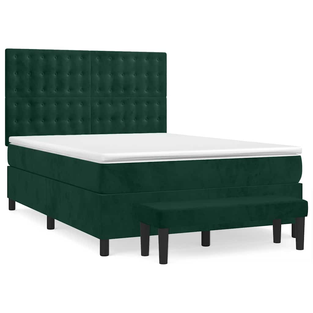 Sommier à lattes de lit et matelas Vert foncé 140x190cm Velours - XIOS