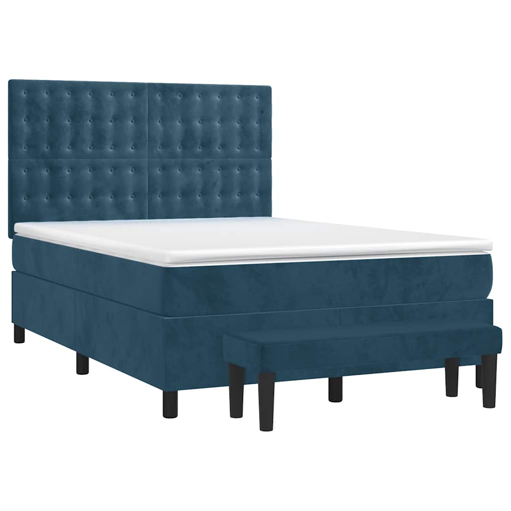 Sommier à lattes de lit et matelas Bleu foncé 140x190cm Velours - XIOS