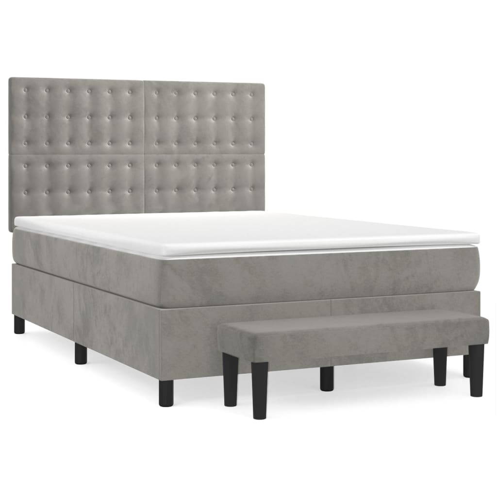 Sommier à lattes de lit et matelas Gris clair 140x200cm Velours - XIOS