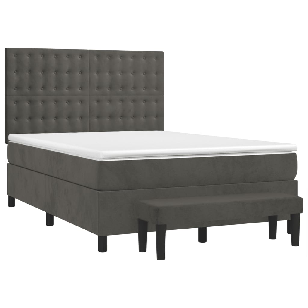 Sommier à lattes de lit et matelas Gris foncé 140x200cm Velours - XIOS