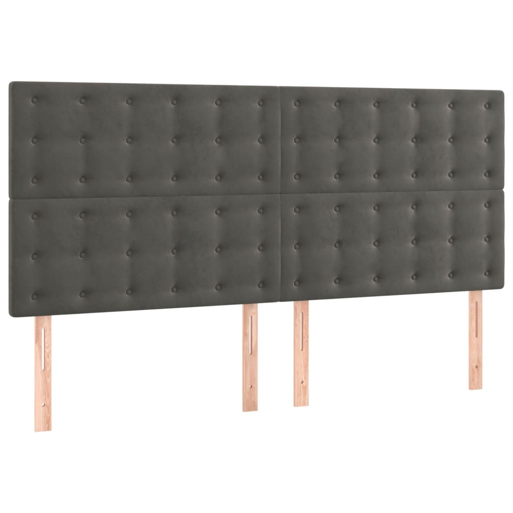 Sommier à lattes de lit et matelas Gris foncé 160x200cm Velours
