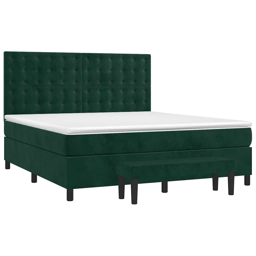 Sommier à lattes de lit et matelas Vert foncé 160x200cm Velours