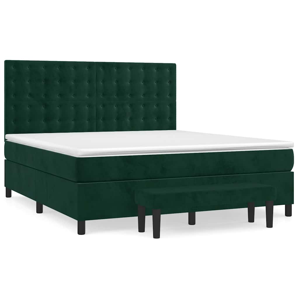 Sommier à lattes de lit et matelas Vert foncé 160x200cm Velours
