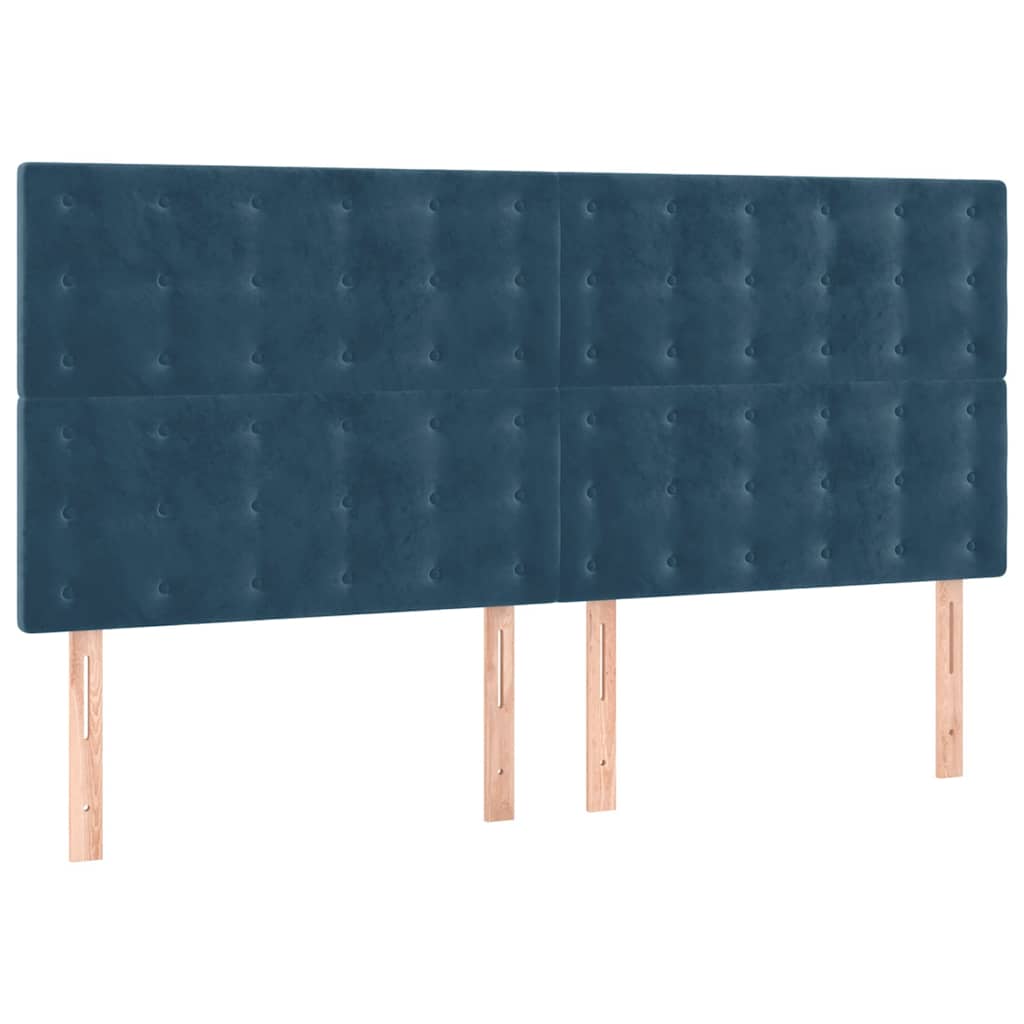 Sommier à lattes de lit et matelas Bleu foncé 160x200cm Velours