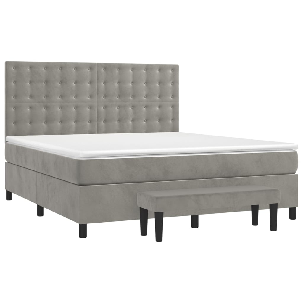 Sommier à lattes de lit et matelas Gris clair 180x200cm Velours - XIOS