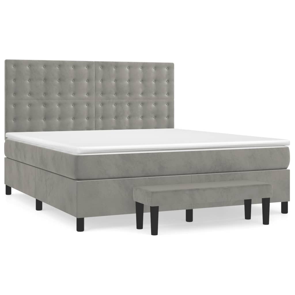 Sommier à lattes de lit et matelas Gris clair 180x200cm Velours - XIOS