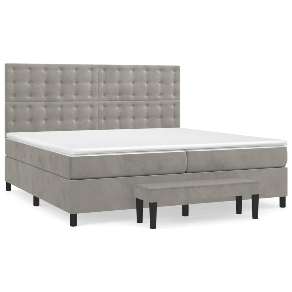 Sommier à lattes de lit et matelas Gris clair 200x200cm Velours - XIOS