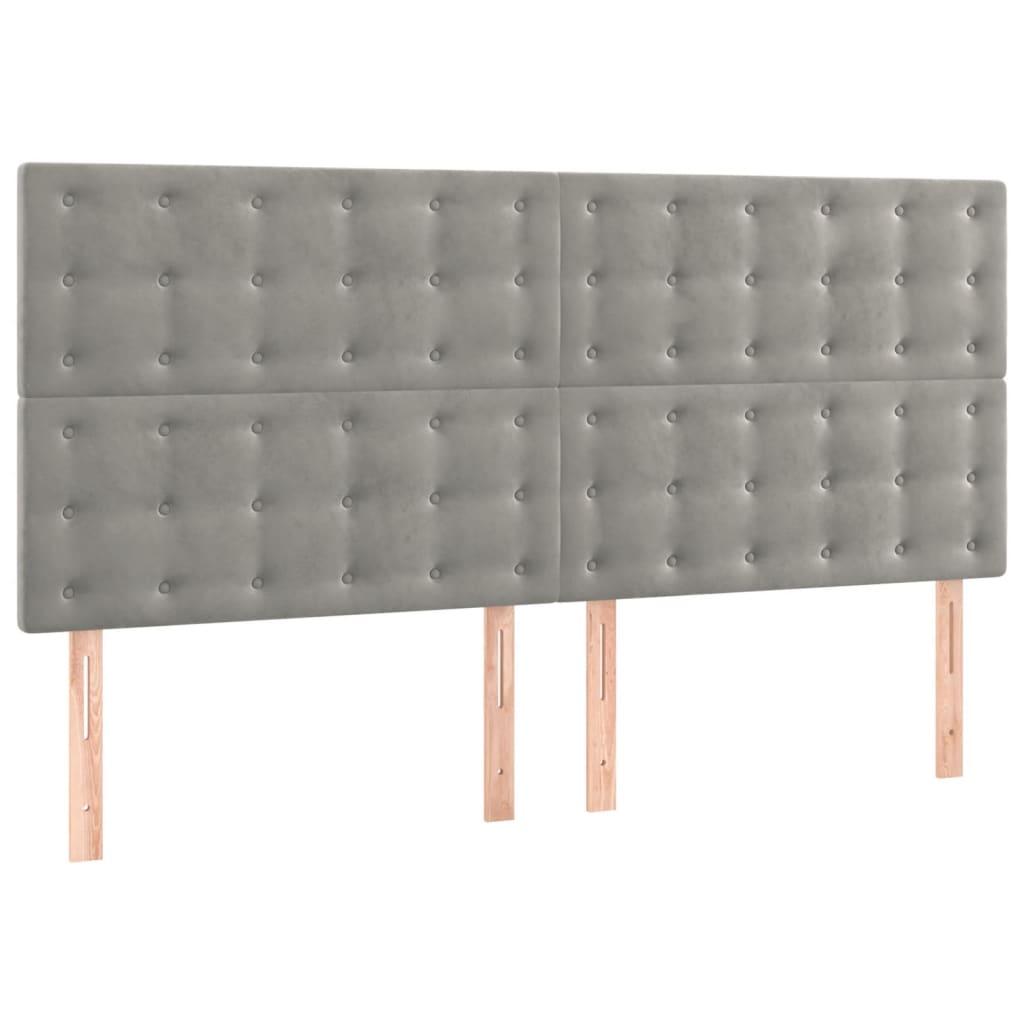 Sommier à lattes de lit et matelas Gris clair 200x200cm Velours - XIOS