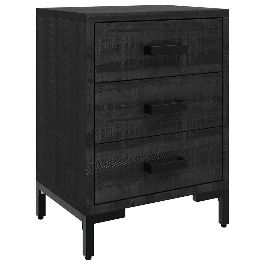 Tables de chevet 2 pcs Noir 40x30x55 cm Bois de pin massif - XIOS