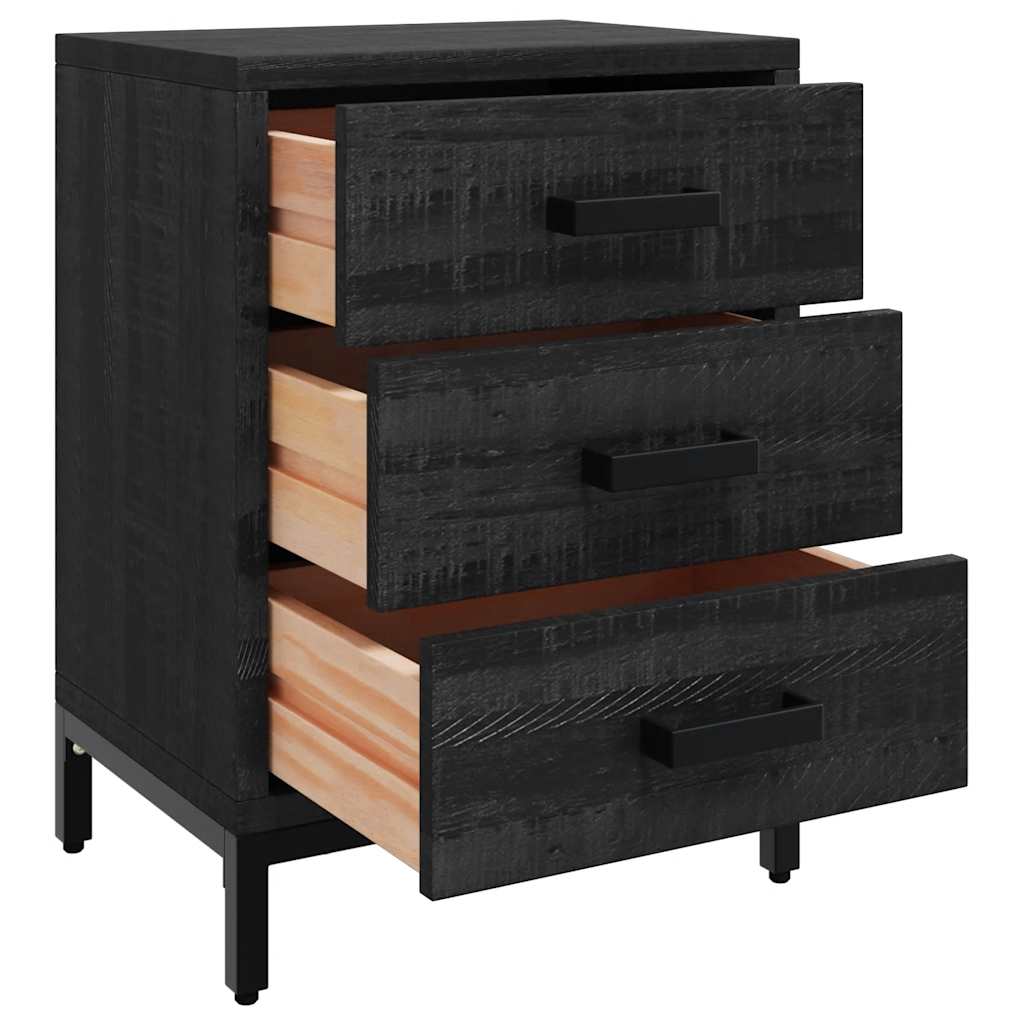 Tables de chevet 2 pcs Noir 40x30x55 cm Bois de pin massif - XIOS