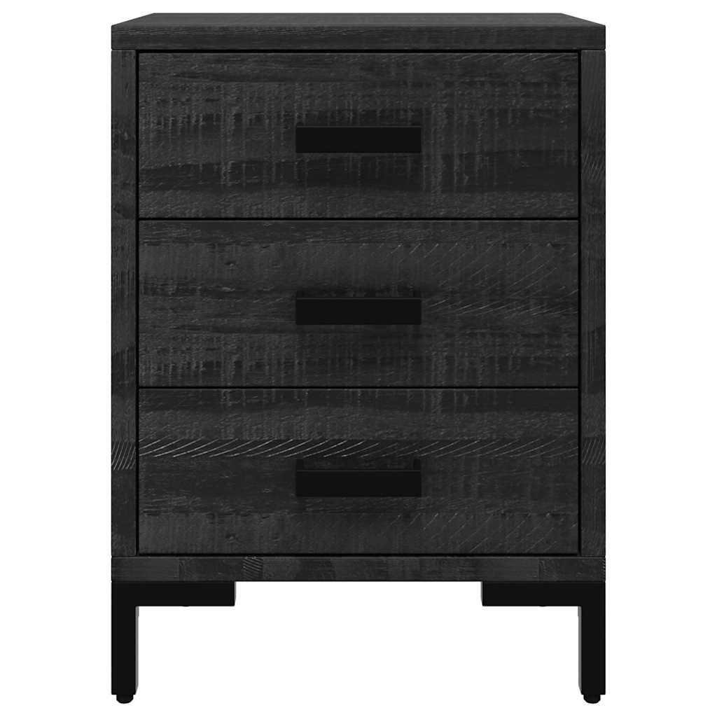 Tables de chevet 2 pcs Noir 40x30x55 cm Bois de pin massif - XIOS