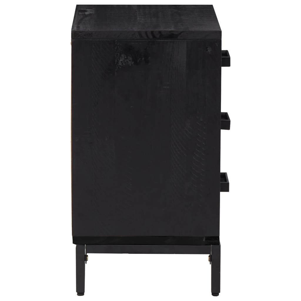 Tables de chevet 2 pcs Noir 40x30x55 cm Bois de pin massif