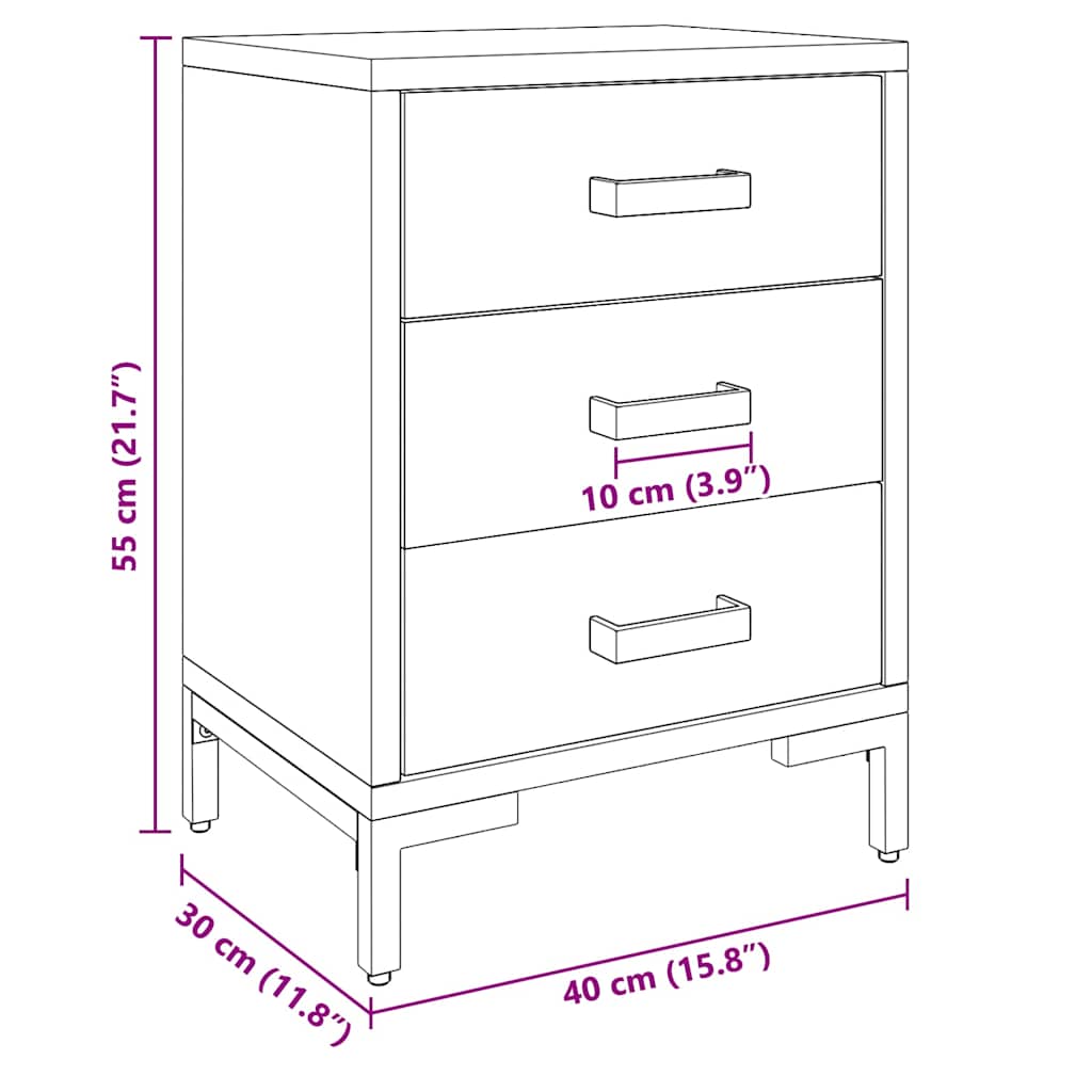 Tables de chevet 2 pcs Noir 40x30x55 cm Bois de pin massif - XIOS