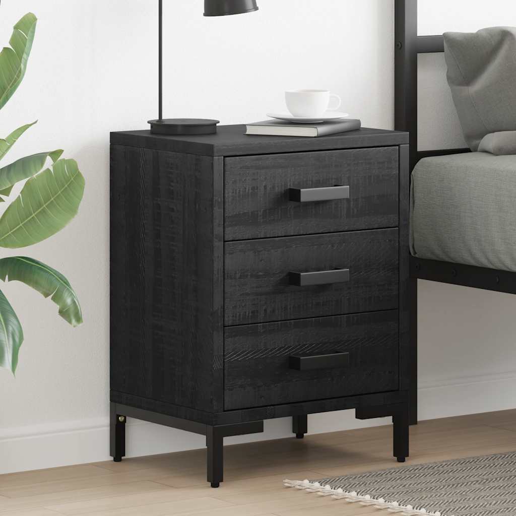 Tables de chevet 2 pcs Noir 40x30x55 cm Bois de pin massif