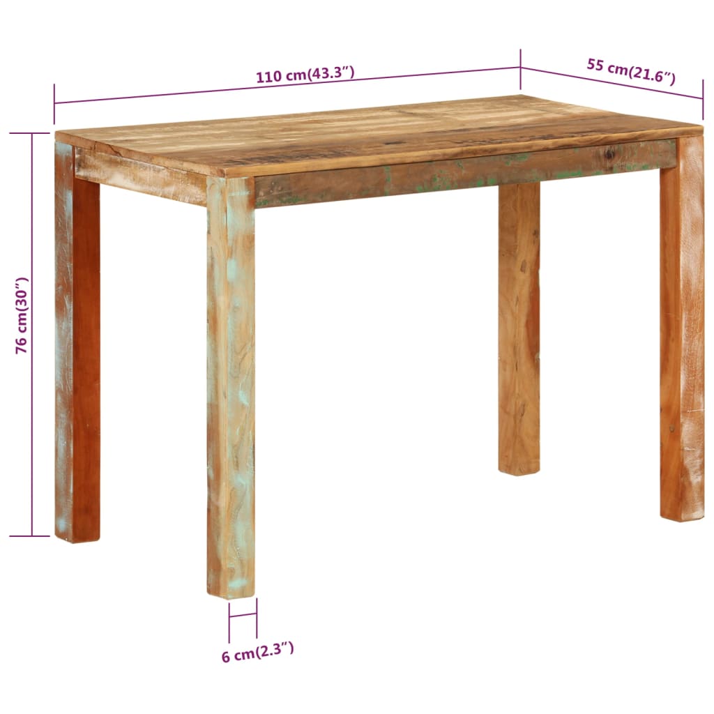Table de salle à manger 110x55x76cm Bois massif de récupération - XIOS