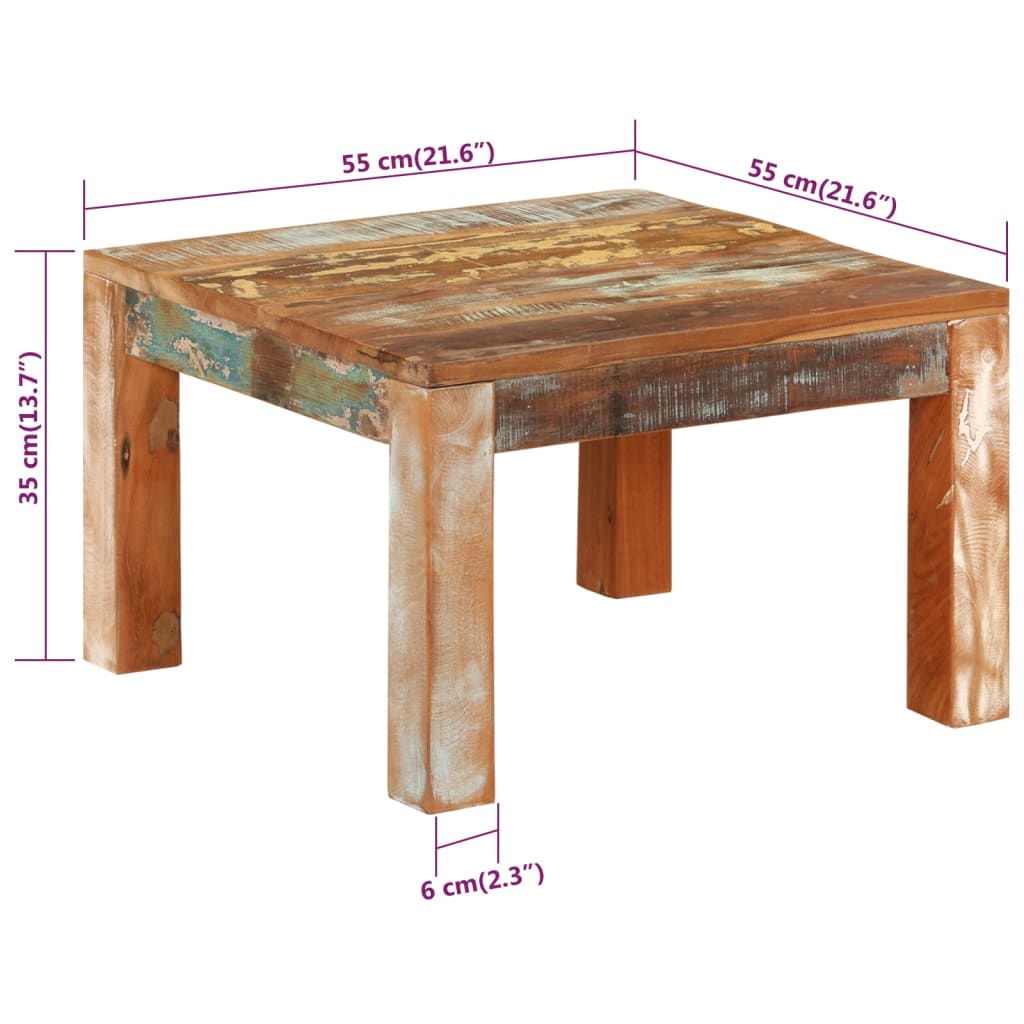 Table basse 55x55x35 cm Bois de récupération massif - XIOS