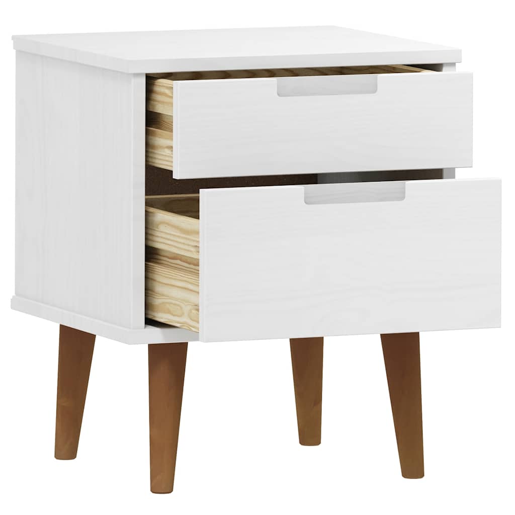 Table de chevet MOLDE Blanc 40x35x48 cm Bois de pin massif - XIOS