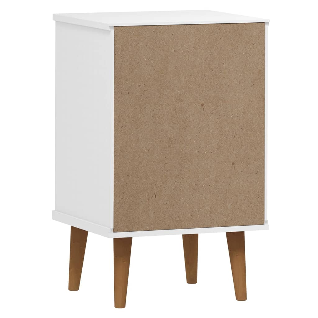 Table de chevet MOLDE Blanc 40x35x65 cm Bois de pin massif - XIOS