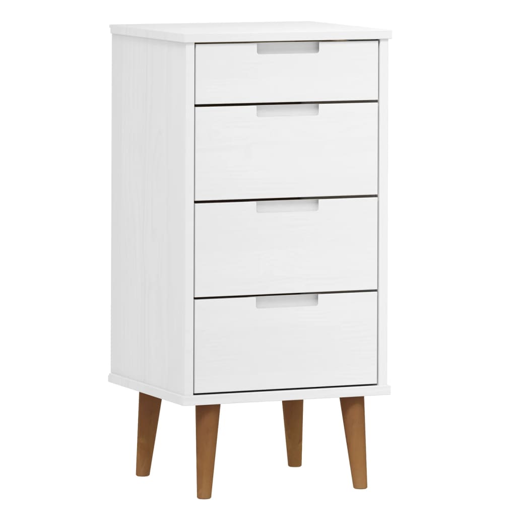 Commode MOLDE Blanc 40x35x82 cm Bois de pin massif - XIOS