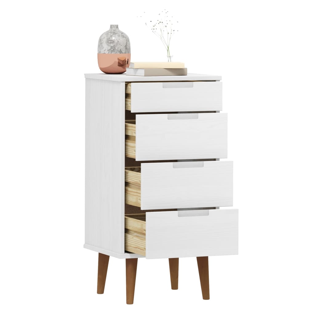 Commode MOLDE Blanc 40x35x82 cm Bois de pin massif - XIOS