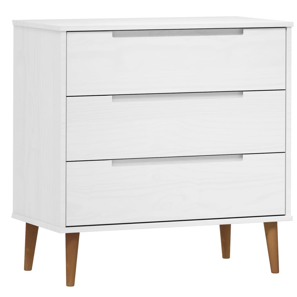 Commode MOLDE Blanc 80x40x80 cm Bois de pin massif - XIOS