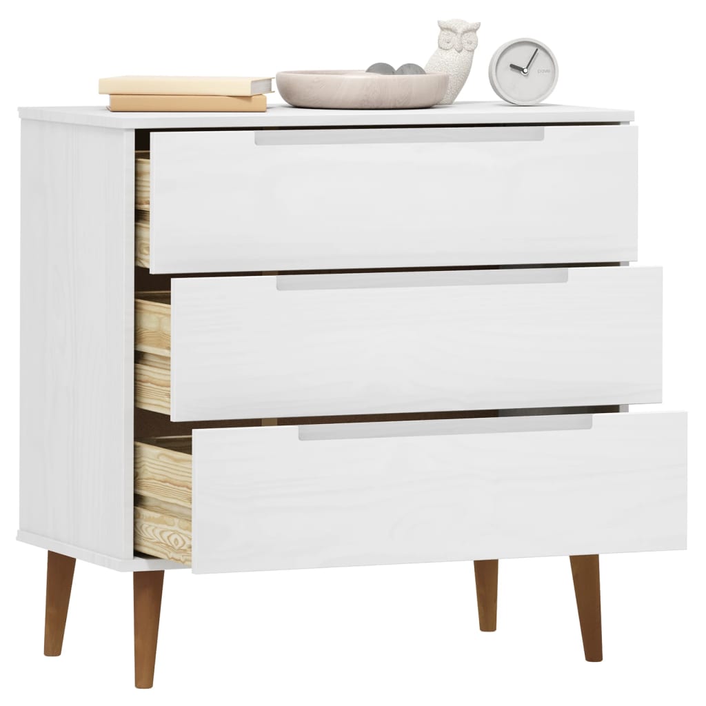 Commode MOLDE Blanc 80x40x80 cm Bois de pin massif - XIOS