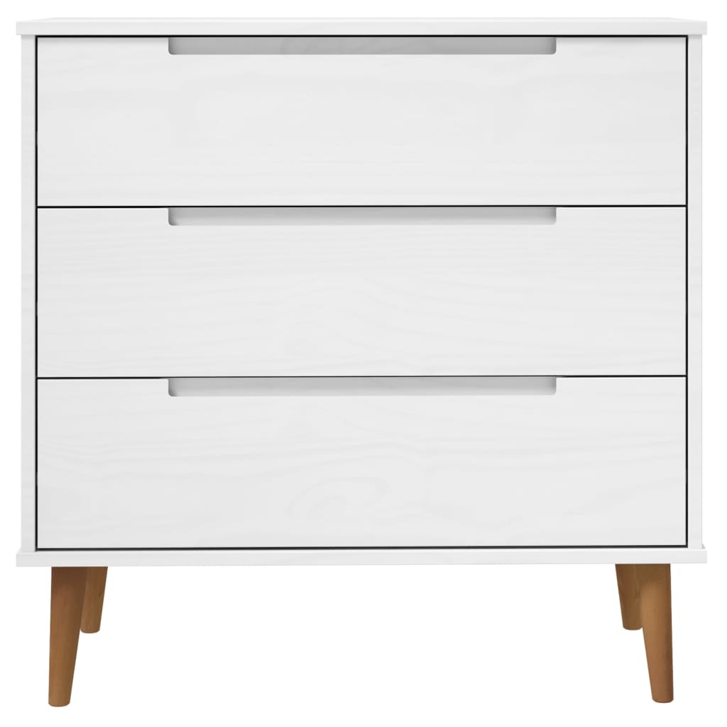 Commode MOLDE Blanc 80x40x80 cm Bois de pin massif - XIOS